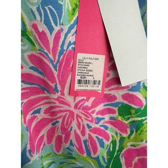 Lilly Pulitzer **Kassi Wrap** Dress‎ Zanzibar **Blue Large** NWT - Picture 5 of 9